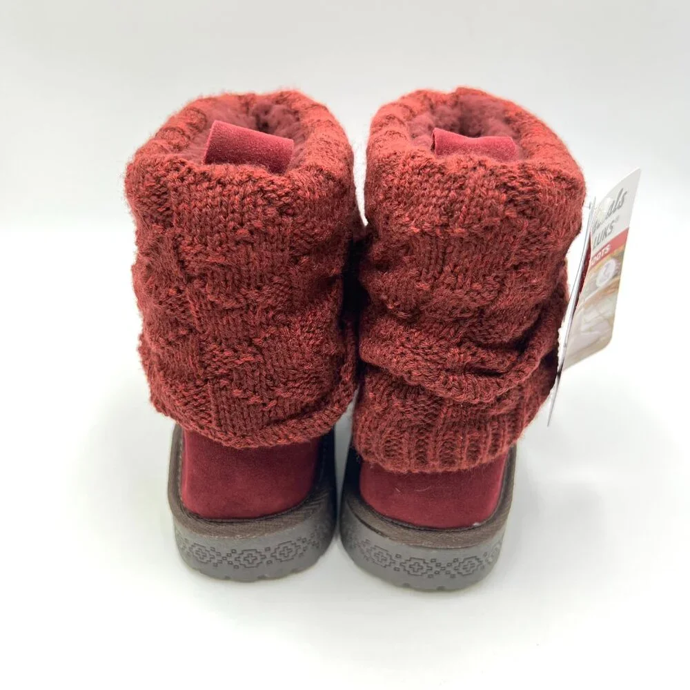 Muk Luks‎ Womens Size 7 Burgundy Red Vegan Suede Leather Winter Boots Shoes